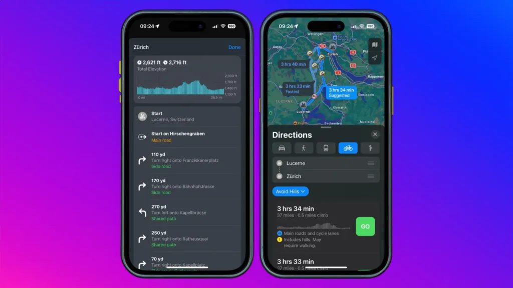o apple maps agora oferece direcções de bicicleta na suiça e suécia